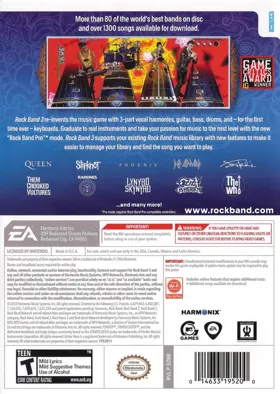 Rock Band 3 box cover back